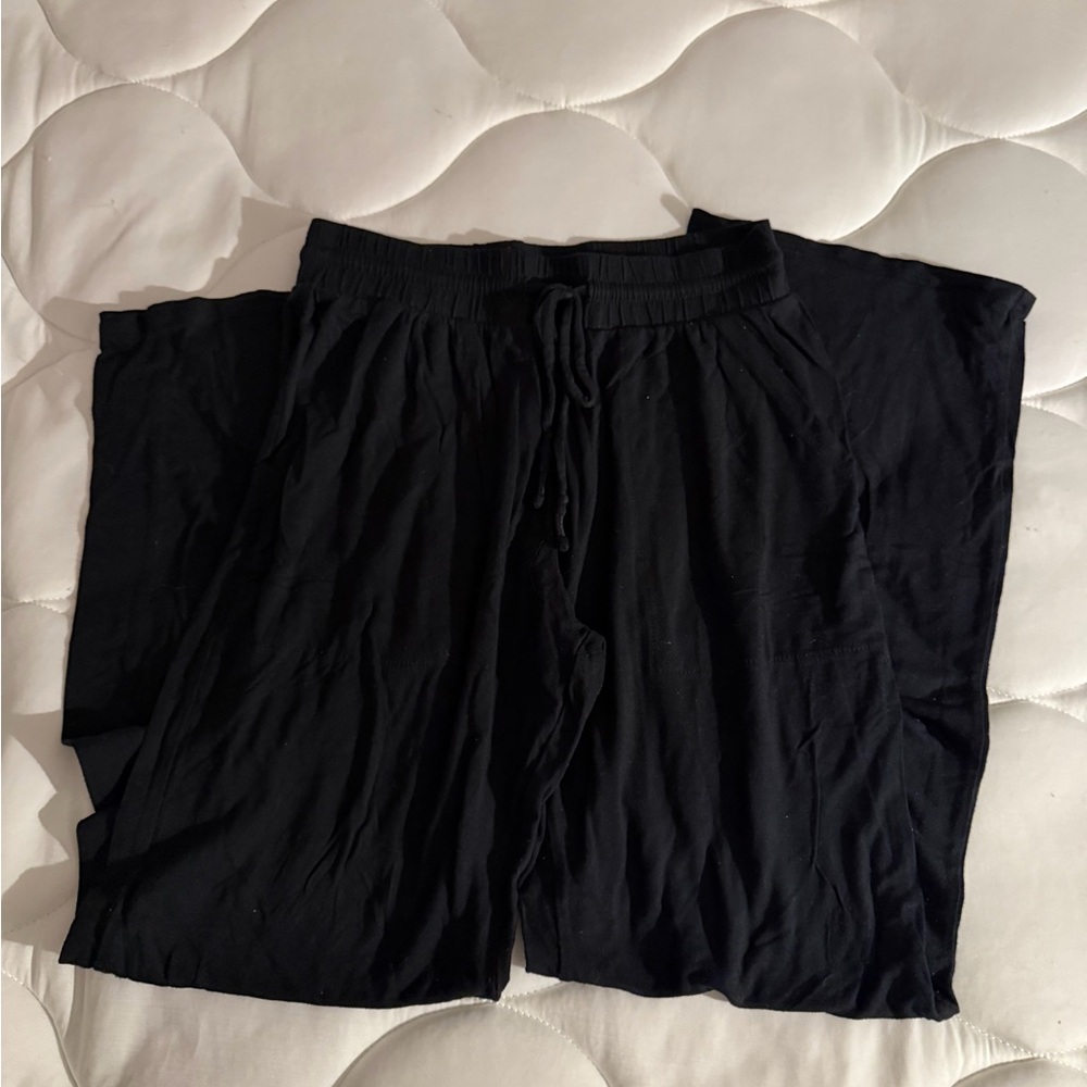 Target Black Wide Leg Lounge Pants Drawstring Waist